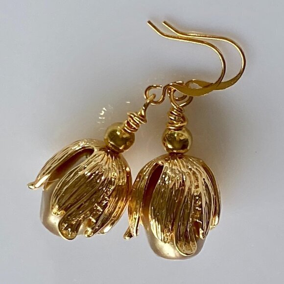 Bronze Austrian Crystal Pearl Earrings - Picture 1 of 8